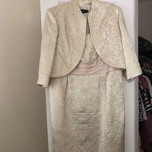 Formal,  mother of the bride dress. Bolero jacket and satin cummerbund.